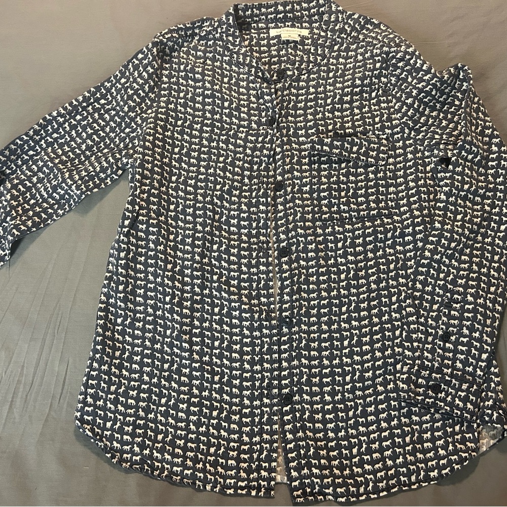 Liz Claiborne horse equestrian Button Down Shirt M med